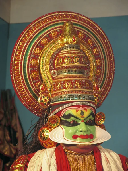 Kochi Kerala Hindistan Ağustos 2004 Kathakali Dansçı Yüz Portre Kathakali — Stok fotoğraf