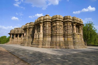 Dış görünüm güneş Tapınağı. İnşa 1026-27 reklam Bhima hükümdarlığı sırasında ben Chaulukya Hanedanı, Modhera, Mehsana, Gujarat, Hindistan