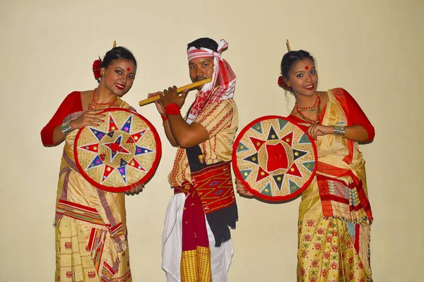 阿萨姆 Bihu 舞蹈, 浦那, 马哈拉施特拉邦 — 图库照片