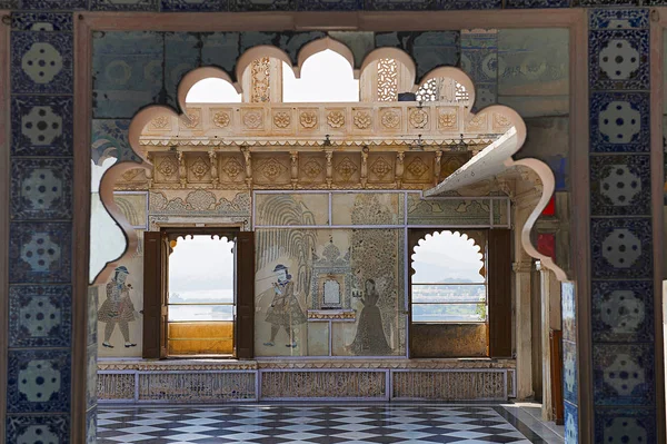 Belső, városi palota, Udaipur, Rajasthan — Stock Fotó