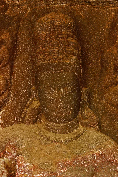 Cave 9, Avalokitesvara closeup. Aurangabad Caves, Maharashtra — Stock Photo, Image