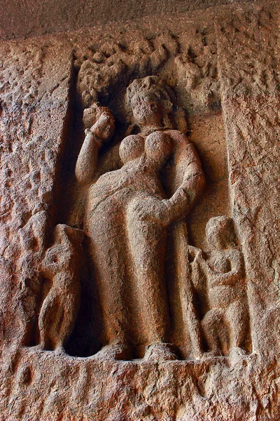 Caverna 9, Figura esculpida, Grutas de Aurangabad, Aurangabad — Fotografia de Stock