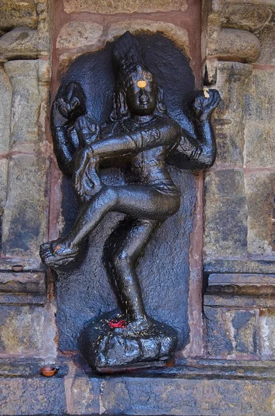 Black idol, on the way to Thanjavur, Tamil Nadu India — Stock Photo, Image