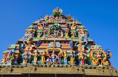 Heykel cephe Kapaleeshwarar Tapınağı, Mylapore, Chennai, Tamil Nadu, Hindistan