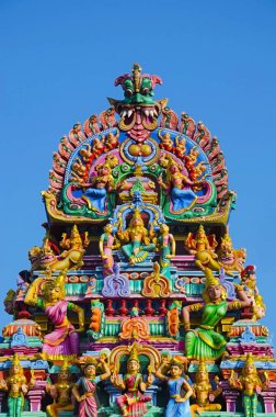 Heykel cephe Kapaleeshwarar Tapınağı, Mylapore, Chennai, Tamil Nadu, Hindistan