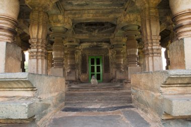 Dambal, Karnataka eyalet, Hindistan. Doddabasappa Tapınağı iç sütunlar