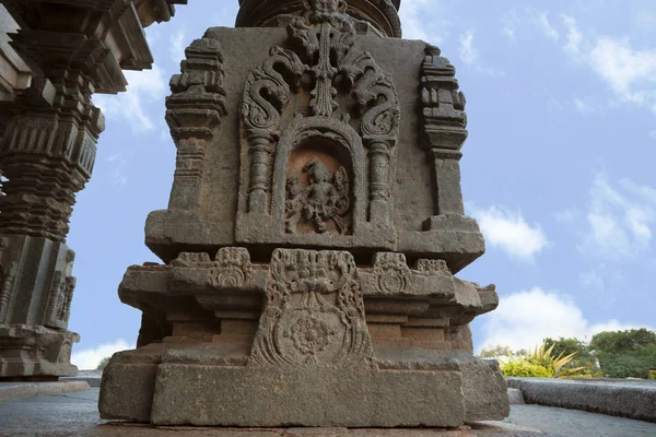 Pilíř Detaily Piedestal Denisa Chrám Itgi Státě Karnátaka Indie — Stock fotografie