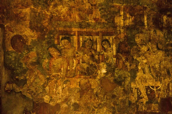 Картины, пещеры Аджанта, район Аурангабад, Махараштра — стоковое фото
