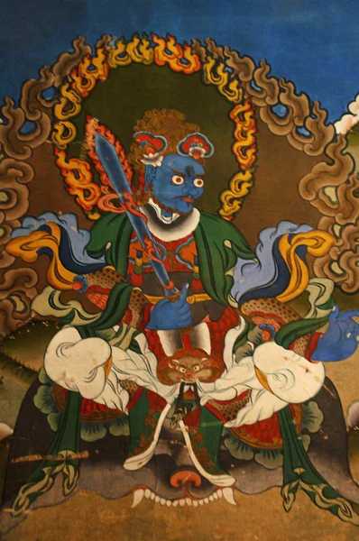 Wandmalereien im Tango-Kloster, Thimpu-Tal, Thimpu, Bhutan — Stockfoto