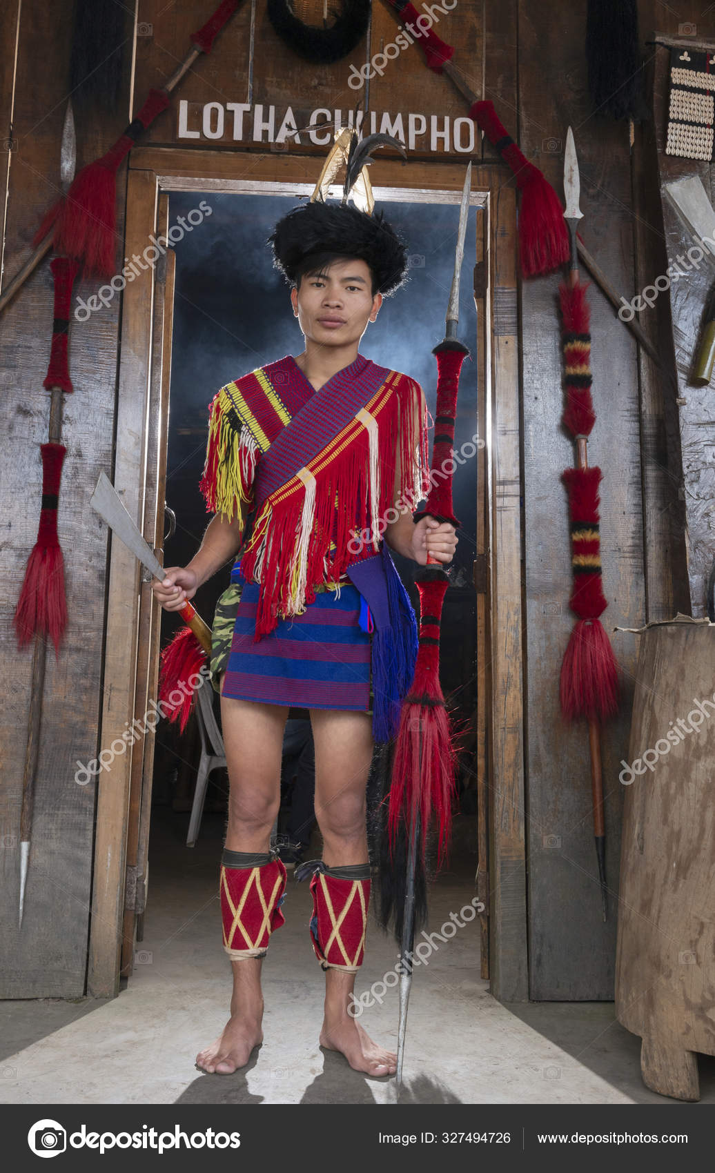 NAGALAND, INDIA, December 2016, Lotha tribal man, Hornbill