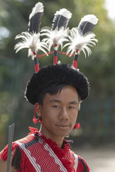 Nagaland, Ινδία, Ιανουάριος 2000, Young Naga πορτρέτο, Hornbill φεστιβάλ — Φωτογραφία Αρχείου