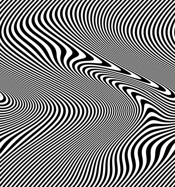 Texture Wavy Curves Stripes Distorted Abstract Monochrome Pattern Asymmetric Seamless — Stock Photo, Image