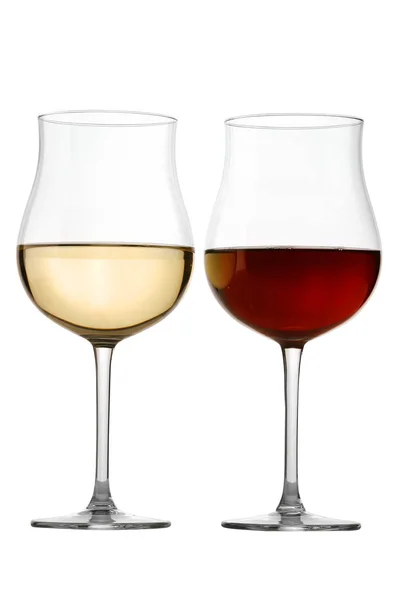 Par Copas Vino Blanco Tinto — Foto de Stock