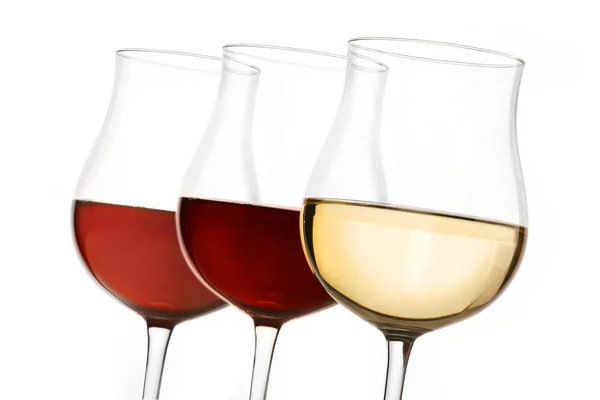 Tres Copas Vino Blanco Tinto — Foto de Stock