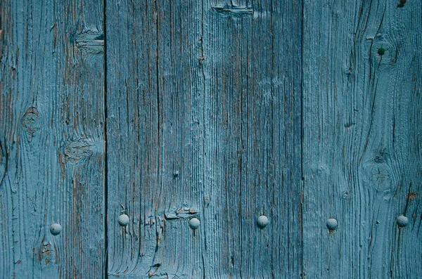 Vieille texture en bois bleu avec clou, épingle. Matériau en bois surfa — Photo