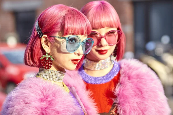 Milan Italië Februari Amiaya Wordt Gezien Buiten Gucci Tijdens Milaan — Stockfoto