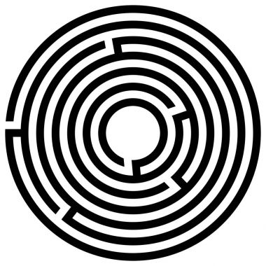 Giriş ve çıkış ile labirent oyunu. Vektör çizim eps 10. Beyaz bir arka plan üzerinde çocuklar için dairesel labirent.