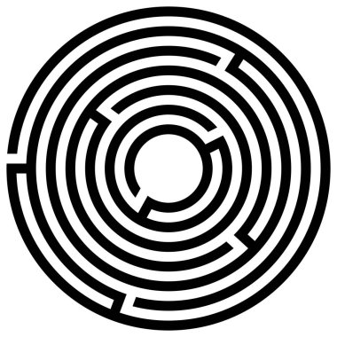 Giriş ve çıkış ile labirent oyunu. Vektör çizim eps 10. Beyaz bir arka plan üzerinde çocuklar için dairesel labirent.