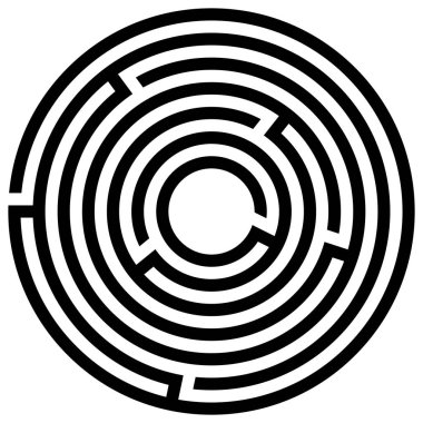 Giriş ve çıkış ile labirent oyunu. Vektör çizim eps 10. Beyaz bir arka plan üzerinde çocuklar için dairesel labirent.