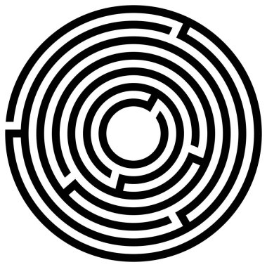 Giriş ve çıkış ile labirent oyunu. Vektör çizim eps 10. Beyaz bir arka plan üzerinde çocuklar için dairesel labirent.