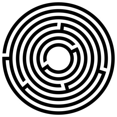 Giriş ve çıkış ile labirent oyunu. Vektör çizim eps 10. Beyaz bir arka plan üzerinde çocuklar için dairesel labirent.