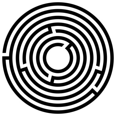 Giriş ve çıkış ile labirent oyunu. Vektör çizim eps 10. Beyaz bir arka plan üzerinde çocuklar için dairesel labirent.