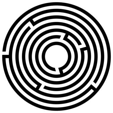 Giriş ve çıkış ile labirent oyunu. Vektör çizim eps 10. Beyaz bir arka plan üzerinde çocuklar için dairesel labirent.