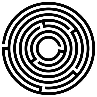 Giriş ve çıkış ile labirent oyunu. Vektör çizim eps 10. Beyaz bir arka plan üzerinde çocuklar için dairesel labirent.