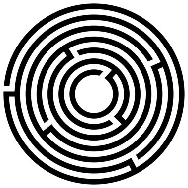 Giriş ve çıkış ile labirent oyunu. Vektör çizim eps 10. Beyaz bir arka plan üzerinde çocuklar için dairesel labirent.