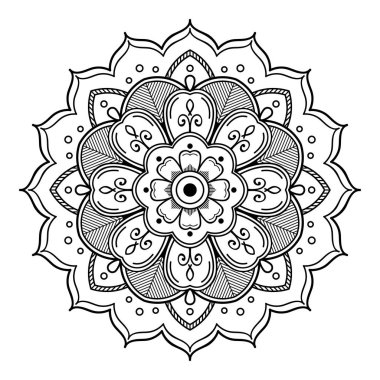 Boyama sayfası için siyah ve beyaz mandala