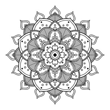 Boyama sayfası için siyah ve beyaz mandala