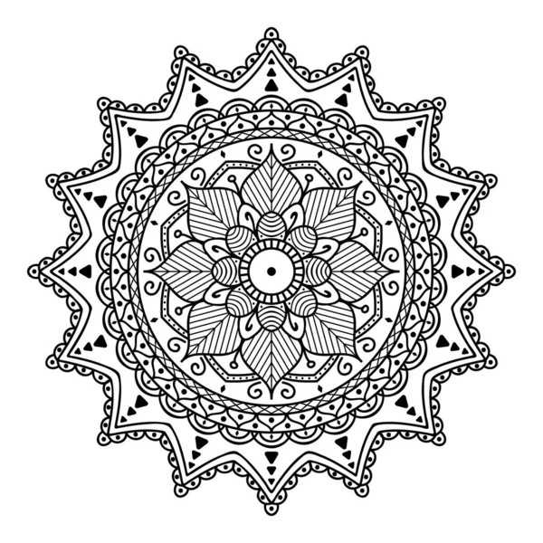 レーザー切断のための曼荼羅の形で装飾的な手描きのラウンドパターン 白に隔離されたベクトル — ストック写真