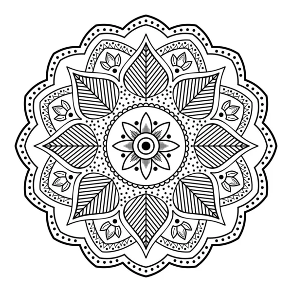 Mandala para colorir. padrão de vetor redondo com elementos decorativos.  decoração para livro, design, ilustração, jogos, relaxamento e meditação.  página para colorir