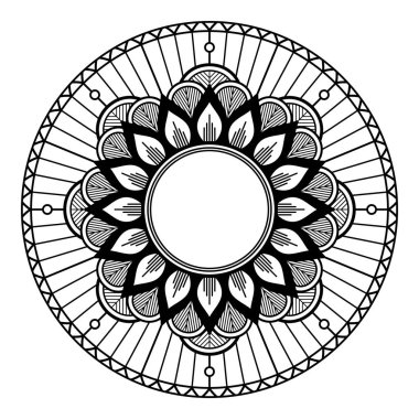 Boyama sayfası için siyah ve beyaz mandala