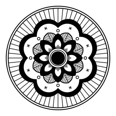 Boyama sayfası için siyah ve beyaz mandala