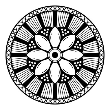 Boyama sayfası için siyah ve beyaz mandala