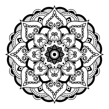 Boyama sayfası için siyah ve beyaz mandala