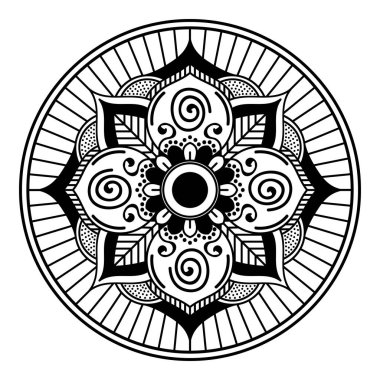 Boyama sayfası için siyah ve beyaz mandala