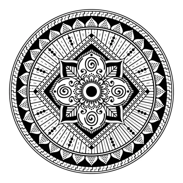 Mandala Preto Branco Para Colorir Página — Fotografia de Stock