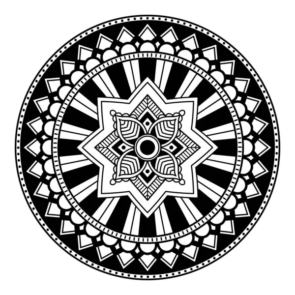 Mandala Preto Branco Para Colorir Página — Fotografia de Stock