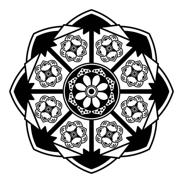 Mandala Preto Branco Para Colorir Página — Fotografia de Stock