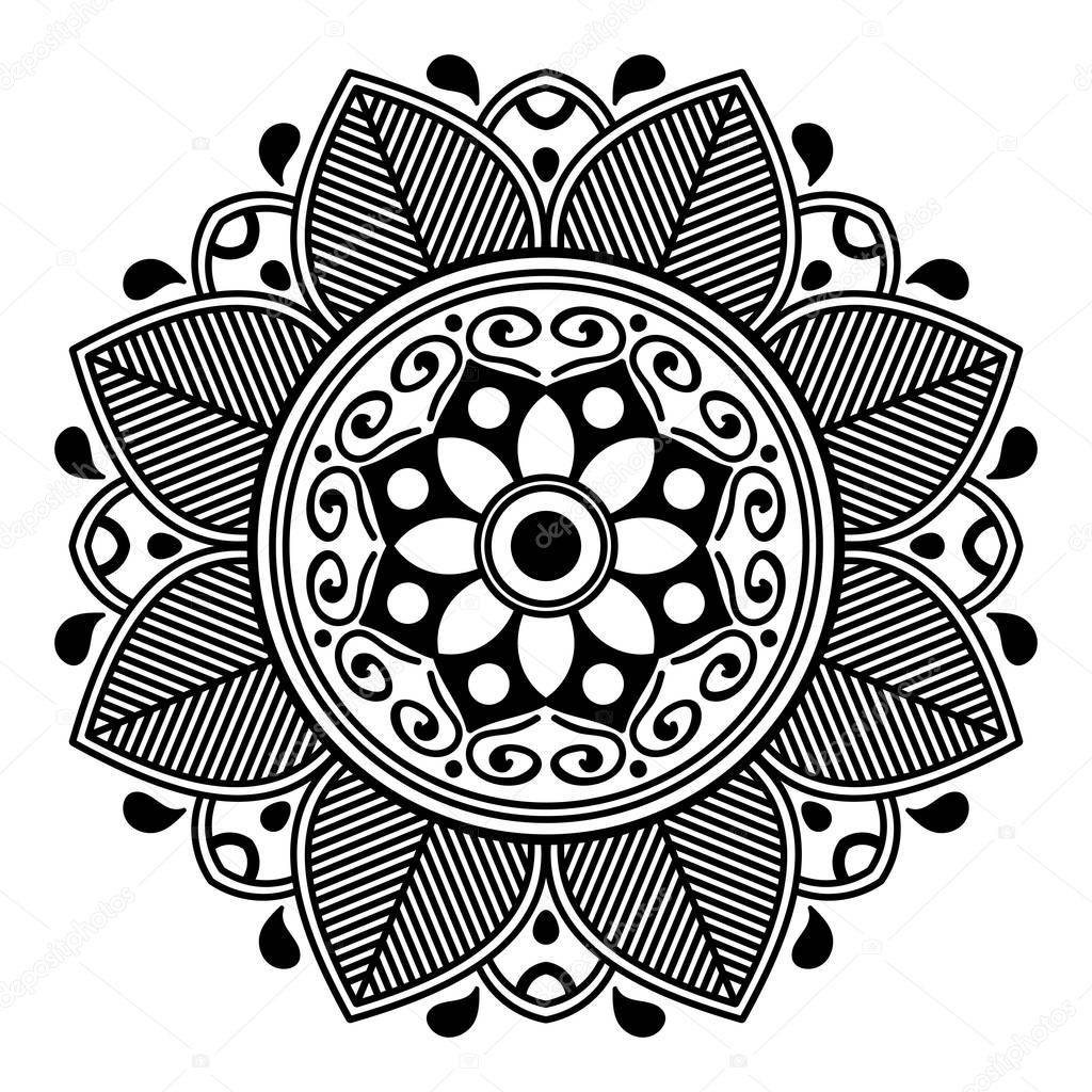 Ethnic Mandala Ornament. Arabic, Pakistan, Moroccan, Turkish, Indian, Spain motifs