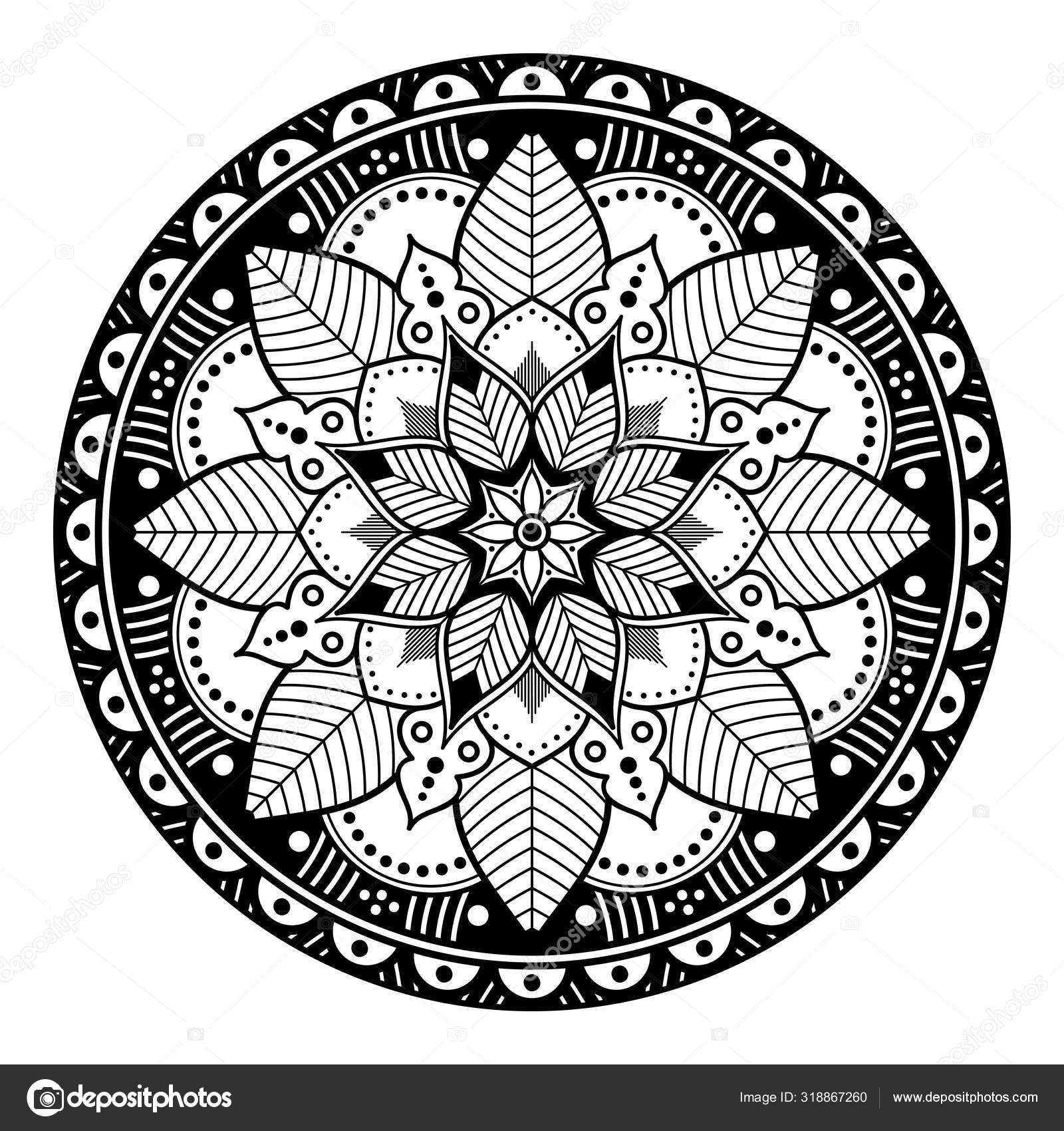 Flower Shaped Mandala Black White Pattern Islam Arabic Pakistan Moroccan  Stock Photo by ©. 318867260
