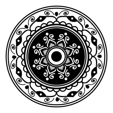 Mandala dekoratif yuvarlak süs. Tebrik kartı, telefon kılıfı baskı, vb için kullanılabilir. Elle çizilmiş arka plan, vektör beyaz izole. Eps 10 