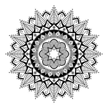 Mandala dekoratif yuvarlak süs. Tebrik kartı, telefon kılıfı baskı, vb için kullanılabilir. Elle çizilmiş arka plan, vektör beyaz izole. Eps 10 