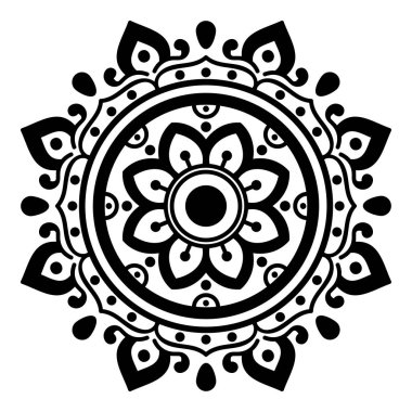Mandala dekoratif yuvarlak süs. Tebrik kartı, telefon kılıfı baskı, vb için kullanılabilir. Elle çizilmiş arka plan, vektör beyaz izole. Eps 10 