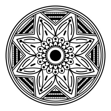 Mandala dekoratif yuvarlak süs. Tebrik kartı, telefon kılıfı baskı, vb için kullanılabilir. Elle çizilmiş arka plan, vektör beyaz izole. Eps 10 
