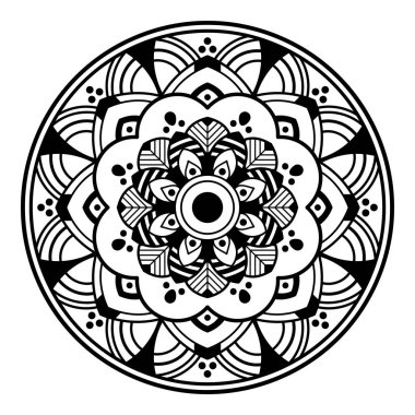 Mandala dekoratif yuvarlak süs. Tebrik kartı, telefon kılıfı baskı, vb için kullanılabilir. Elle çizilmiş arka plan, vektör beyaz izole. Eps 10 