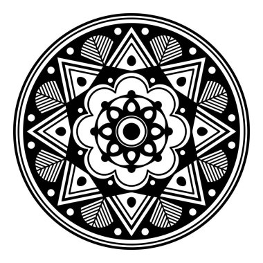 Mandala dekoratif yuvarlak süs. Tebrik kartı, telefon kılıfı baskı, vb için kullanılabilir. Elle çizilmiş arka plan, vektör beyaz izole. Eps 10 