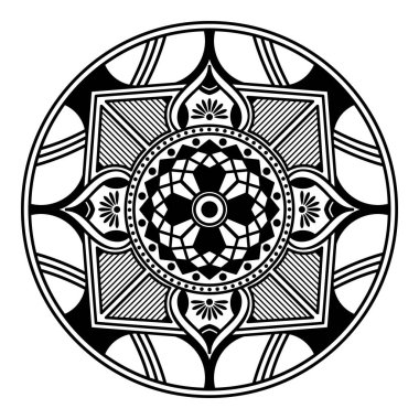 Mandala dekoratif yuvarlak süs. Tebrik kartı, telefon kılıfı baskı, vb için kullanılabilir. Elle çizilmiş arka plan, vektör beyaz izole. Eps 10 
